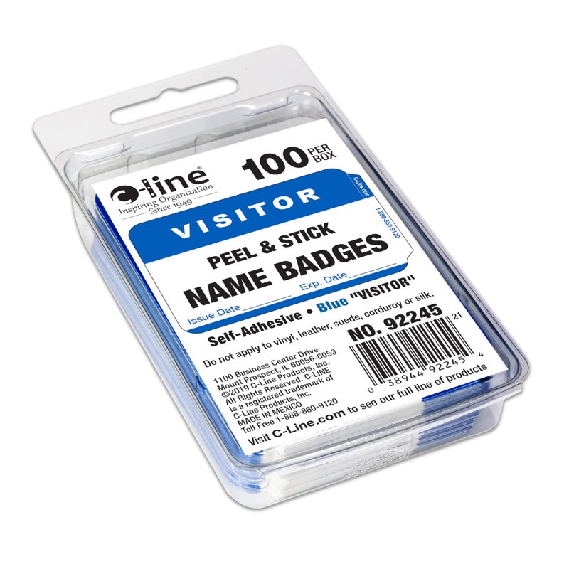 C-Line Self-Adhesive Name Badges, 2 x 3-1/2, Blue, 100/Box (92245) - Image 2
